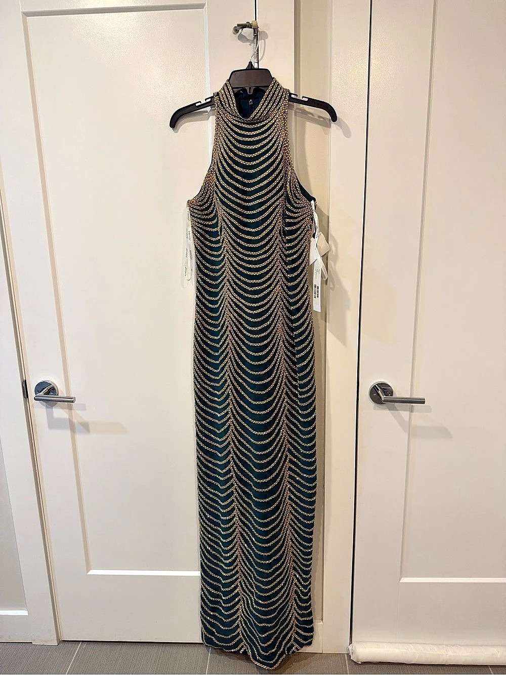 Extra Buttens Green & Gold Maxi Dress Size Medium NWT